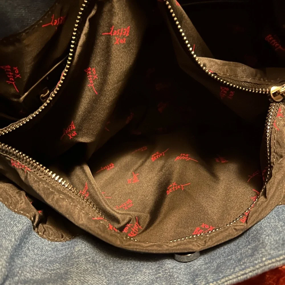 Betsey Johnson Denim Skull Bag with Pouch - Picture 10 of 11